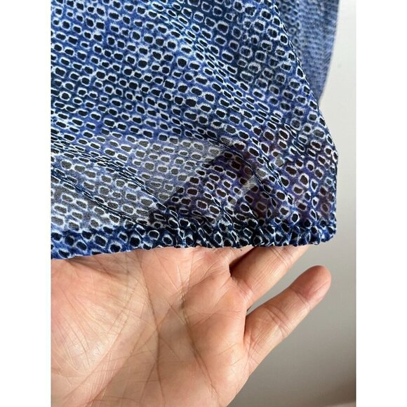 Lane Bryant Top Women 18 Blue Neutral Animal Print Tassel Coastal Preppy Classic - Picture 6 of 13